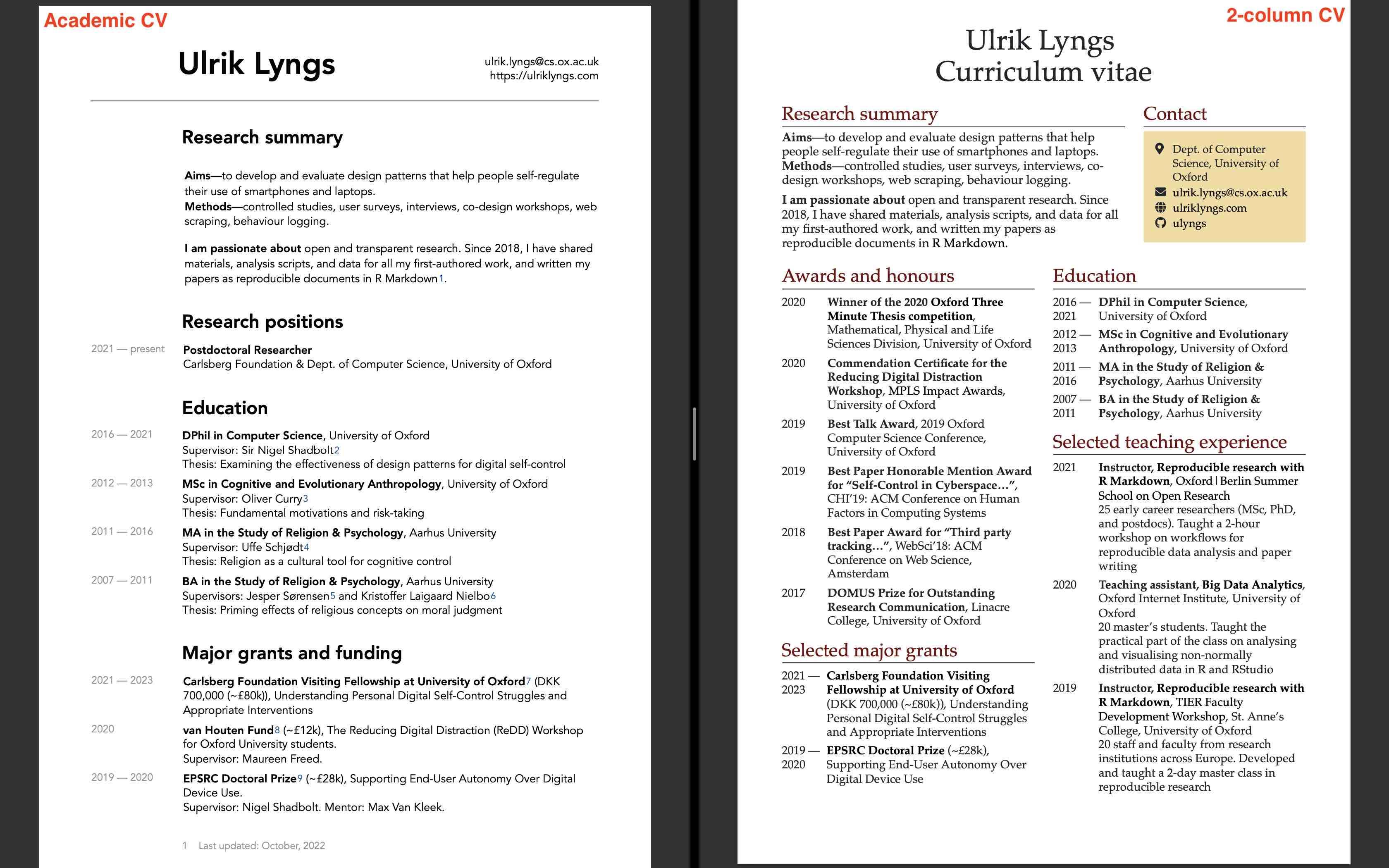 Screenshot of pagedownCV