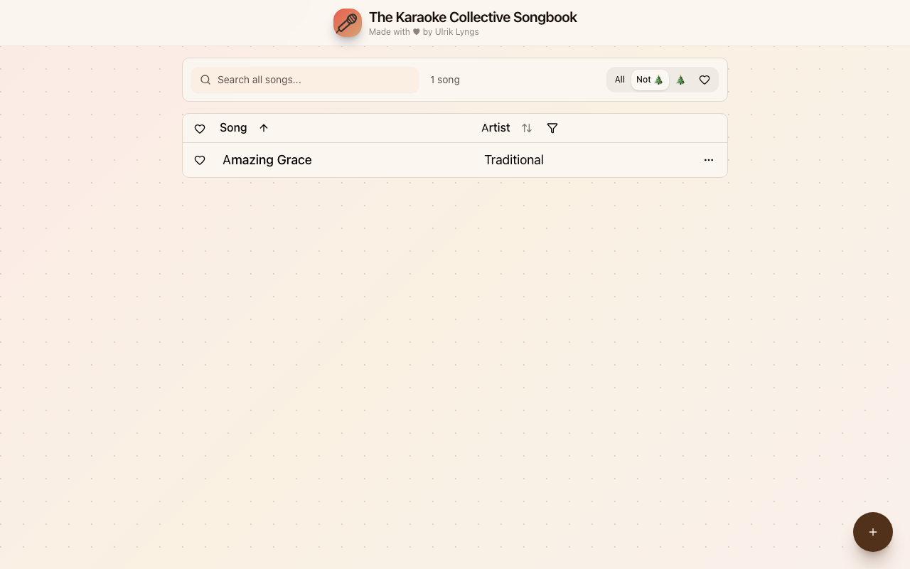 Screenshot of Karaoke Collective Songbook